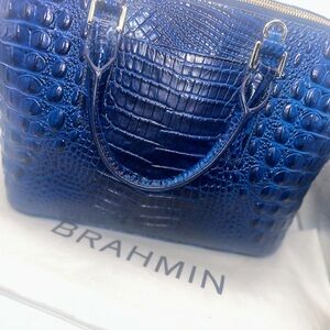 Brahmin Navy Embossed Satchel